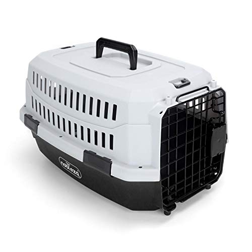 Nobleza Transportin Gato Perro Pequeño,Transporte Portátil y Transpirable para Mascotas,Transporte de Plástico para Perros,47 * 31 * 26CM,Negro & Gris