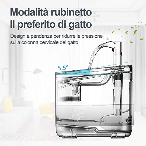 NPET Fuente para perros y gatos con sensor, fuente transparente con bomba supersilenciosa, cuenco con filtro de carbón activo, capacidad 1,5 L WF050TP