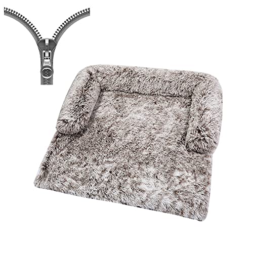 Nyescasa Cama para perros grandes y pequeños perros, protección para el sofá de peluche, transpirable, cálida, duradera, lavable, cojín para perros (largo aprox. 102 x 90 x 20 cm, color café)