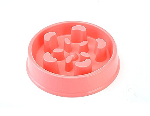 NYKKOLA Respetuoso del medio ambiente Durable Pet Fun Alimentador Perro Bowl Alimentador Lento Parada Inflamación Perro Alimentación Bowl Interactivo Gato Bowl Rosa