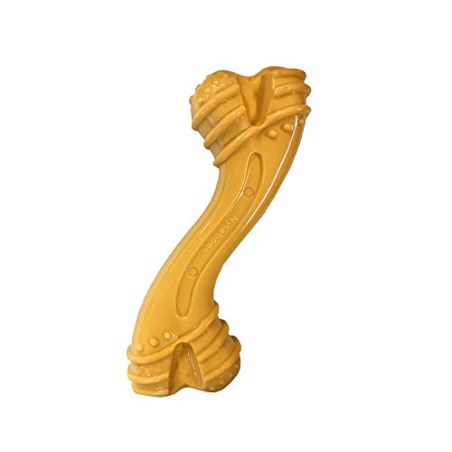 Nylabone Hueso Curvado Masticable, Sabor A Mantequilla De Cacahuete, Juguete para Perros con Mordida Potente, Tamaño Grande (para Perros De hasta 23 Kg). 140 g