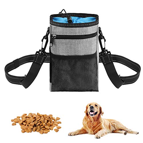 O-Kinee Bolsa de Entrenamiento para Perros, Bolsa Premios Perro, Bolso de Entrenamiento de Perro con Cinturón Ajustable para Almacenamiento de Pienso Juguetes Paras Mascotas, Azul