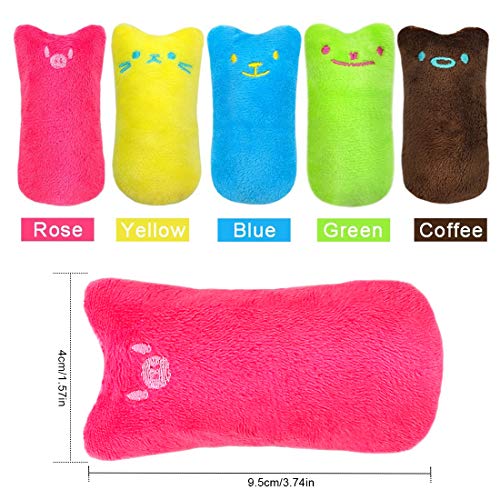 O-Kinee Catnip Mascota de Juguete 10PCS Felpa Catnip Hierba Gatera Juguete del Catnip，Dientes para Masticar limpios Interactiva Mascota Dientes Molienda Chew Toys para Gato/Gatito (5 Colores)