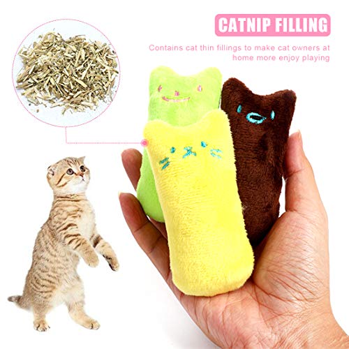 O-Kinee Catnip Mascota de Juguete 10PCS Felpa Catnip Hierba Gatera Juguete del Catnip，Dientes para Masticar limpios Interactiva Mascota Dientes Molienda Chew Toys para Gato/Gatito (5 Colores)