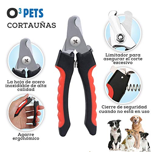 O³ Cepillo Perro Pelo Corto - con Juego de Cortauñas Perro - Fácil de Limpiar - para Muda de Pelo de tu Perro o Gato (Pequeño - Pelo Corto)