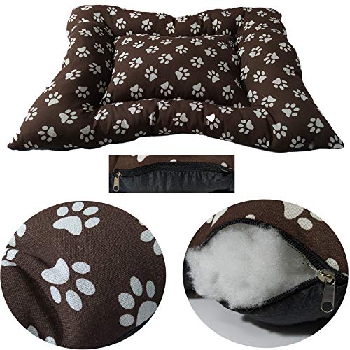 Oceano Cama para Perros,Cojin para Perros,Colchon para Perros Lavable y Suave.con Forma Rectangular (Small, Huella de Perro)