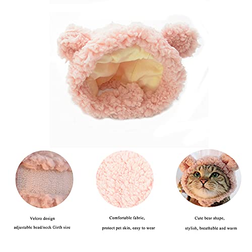 OCSOSO - Gorro para gatos y cachorros (3 unidades), diseño de oso de forro polar suave y ajustable, con velcro para disfraz, ideal para fotos de Halloween, Navidad (30-34 cm)