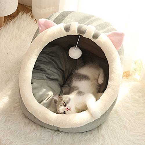 ODOORACT Cueva para gatos, cama para gatos, cueva de peluche con cojín interior extraíble suave y suave, cueva para dormir, para gatos y cachorros S