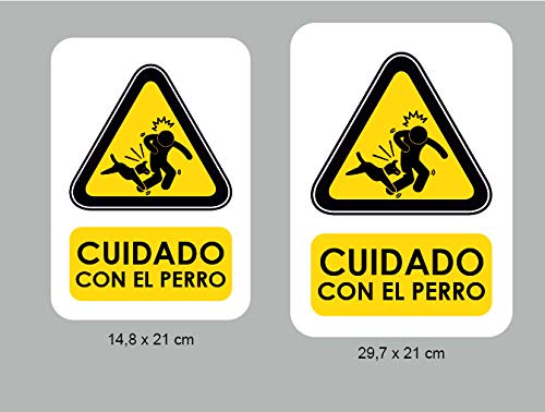 Oedim Pack 3 Señaleticas Cuidado con el Perro | 21x29,7cm | Señaletica en Material Aluminio 3 mm Resistente