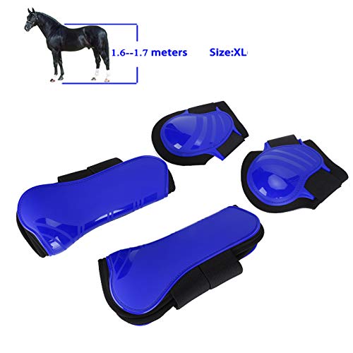 Okuyonic Protectores de Patas de Caballo, Botas de Soporte de Caballo Duraderas, Prácticas Elásticas Gruesas, Cómodas para Azul(Azul, Un Conjunto de Medio)