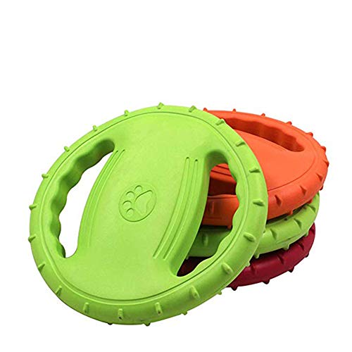 OMEM Disco volador flotante para entrenamiento y jugar al aire libre, frisbee de goma para perro grande (verde)