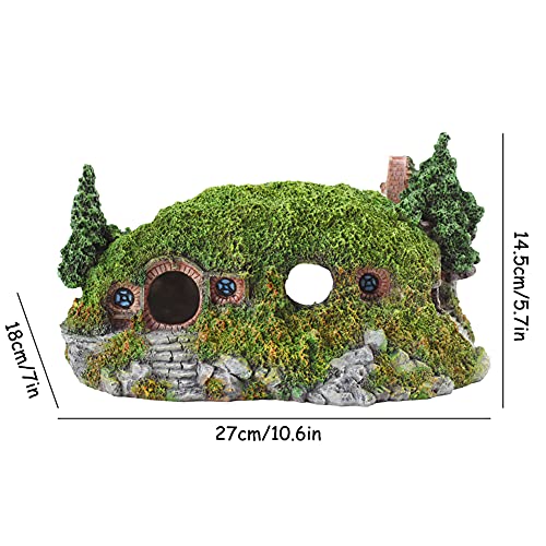 OMEM Reptile Hideout Hobbit House, Hamster, Tortoise, Gecko, Snake Hides Artificial Plant Rock, Decoración de hábitat humidificado