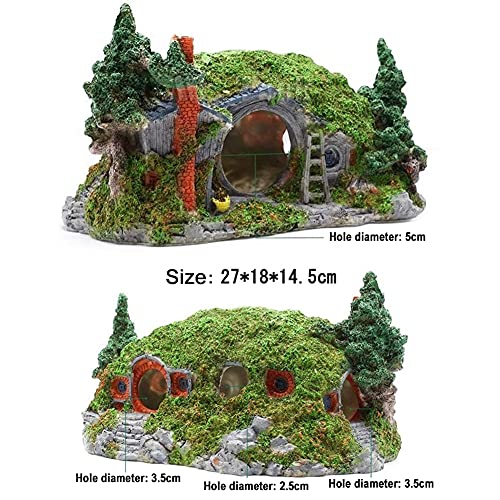 OMEM Reptile Hideout Hobbit House, Hamster, Tortoise, Gecko, Snake Hides Artificial Plant Rock, Decoración de hábitat humidificado