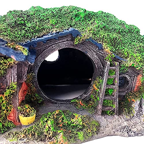 OMEM Reptile Hideout Hobbit House, Hamster, Tortoise, Gecko, Snake Hides Artificial Plant Rock, Decoración de hábitat humidificado