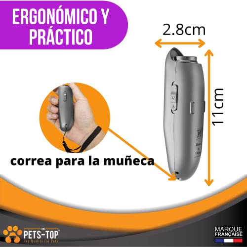 One PETS-TOP Dispositivo antiladridos para Perros con frecuencia Variable ultrasónica de Corteza de Perro, 2 en 1, Dispositivo de Control de ladridos de Perros