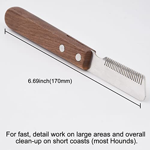 onebarleycorn – Cuchillo pelador Profesional para Perros, Mango de Madera ergonómico Herramienta de Aseo para Mascotas para Diestros