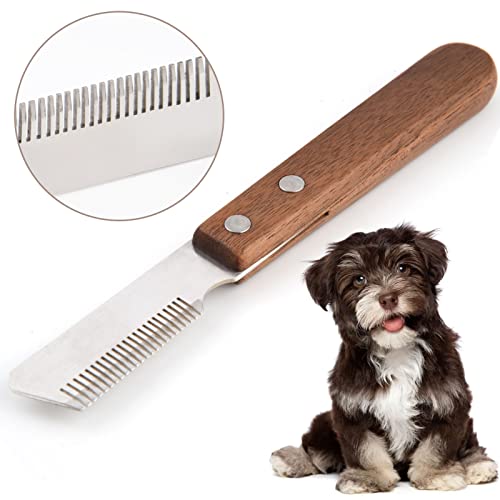 onebarleycorn – Cuchillo pelador Profesional para Perros, Mango de Madera ergonómico Herramienta de Aseo para Mascotas para Diestros