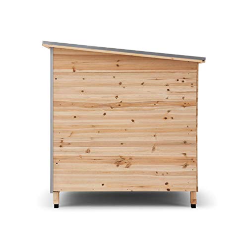 Oneconcept Schloss Wuff - Caseta para Perro, Casa de Mascotas para Patio, Tamaño L, 90x120x90 cm, Aislada, Resistente a la Intemperie, Madera de Pino, Marrón Ensillar