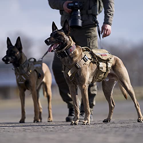 OneTigris K9 X Destroyer - Arnés táctico para perro con 3 asas y hebillas de metal (M (1 unidad), color marrón Coyote