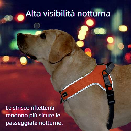 OrionisPet Arnés para Perros pequeño y Mediano Arnés para Perros Grande Transpirable Reflectante cómodo Suave Ajustable fácil de Usar Arnés para Perros (Naranja, M)