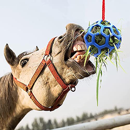 ORTUH Bola de golosina para caballos, bola de comida de cabra, soporte para bolígrafos, juguete para colgar, juguete para caballos, cabeza de cabra