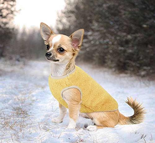 Oslueidy Abrigo de Invierno para Perros, Chaqueta Cálida Chaleco para Perros, Ropa para Cachorros, Chaqueta para Chihuahua, Mini Schnauzer, Pomerania, Pequeño Corgi, Caniche (M, Amarillo)