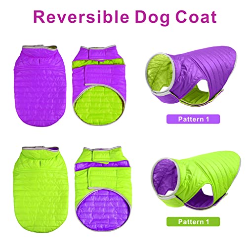 Oslueidy Abrigo de Perro Reversible,Chaqueta de Invierno para Perros Chaleco de Cachorro Caliente Ropa Impermeable para Mascotas Snowsuit de Perros para pequeños Perros Grandes