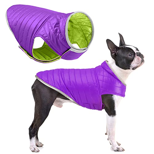 Oslueidy Abrigo de Perro Reversible,Chaqueta de Invierno para Perros Chaleco de Cachorro Caliente Ropa Impermeable para Mascotas Snowsuit de Perros para pequeños Perros Grandes