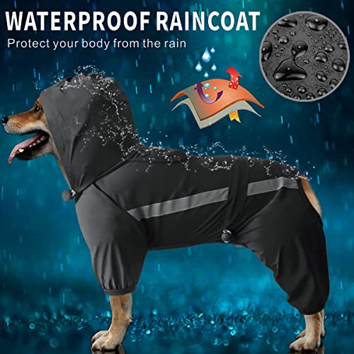 Oslueidy Chubasquero Dog Poncho Impermeable para la Lluvia para Perros Tiras Reflectantes Seguras Chaqueta Impermeable Ajustable por Grandes Pequeños Medianos Gatos Perros (Negro, S)