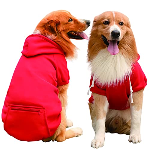 Oslueidy Sudaderas con Capucha para Perros, Ropa para Mascotas, Abrigo de Invierno, suéter cálido para Perros, Traje de Nieve para Cachorros, Perros pequeños, medianos y Grandes (M, Rojo)