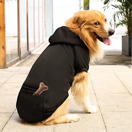 Oslueidy Sudaderas con Capucha para Perros, Ropa para Mascotas, Abrigo de Invierno, suéter cálido para Perros, Traje de Nieve para Cachorros, Perros pequeños, medianos y Grandes (XS, Negro)