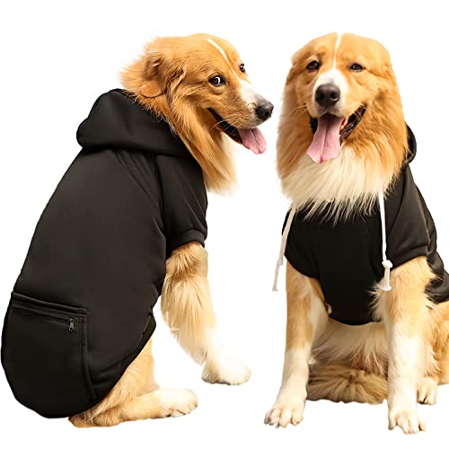 Oslueidy Sudaderas con Capucha para Perros, Ropa para Mascotas, Abrigo de Invierno, suéter cálido para Perros, Traje de Nieve para Cachorros, Perros pequeños, medianos y Grandes (XS, Negro)