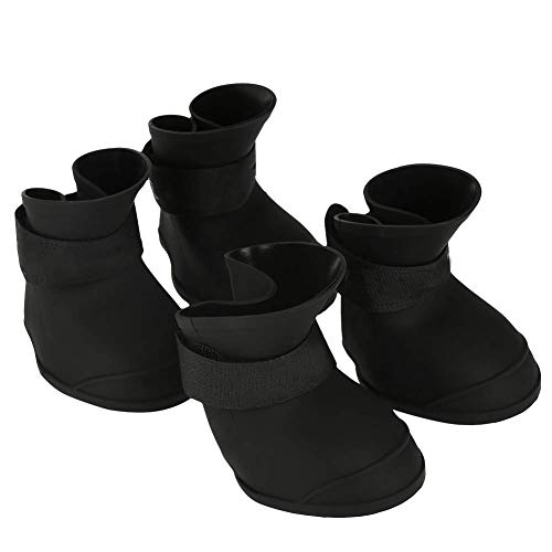 Oumefar Botas de Silicona para Perros pequeños con Colores Dulces Zapatos Impermeables para Mascotas Zapatos Antideslizantes para la Lluvia para Perros Protectores de Patas Perros Gatos(L-Negro)