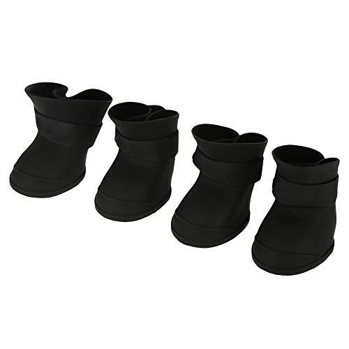 Oumefar Botas de Silicona para Perros pequeños con Colores Dulces Zapatos Impermeables para Mascotas Zapatos Antideslizantes para la Lluvia para Perros Protectores de Patas Perros Gatos(L-Negro)