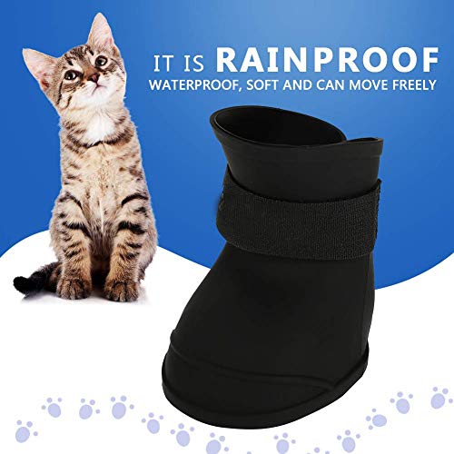 Oumefar Botas de Silicona para Perros pequeños con Colores Dulces Zapatos Impermeables para Mascotas Zapatos Antideslizantes para la Lluvia para Perros Protectores de Patas Perros Gatos(L-Negro)