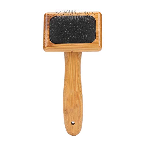 Oumefar Peine de bambú Saludable para el Pelo de Perro Cepillo de Madera para Mascotas ecológico Cepillo para Masaje y Aseo con cerdas Redondeadas(Uncharged)