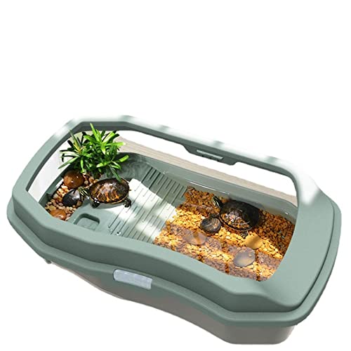 OUMIFA Pecera Tortuga Acuario Limpiador de Tanques Filtro de gotero diseño diseño Tortuga Tanque Villa Mascotas Cama fácil Cambiar Agua (Color : Green 35x21x12cm)