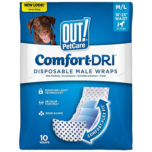 OUT! Envolturas Desechables y absorbentes para Perro Macho con Ajuste a Prueba de Fugas