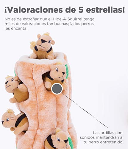 Outward Hound Hide A Squirrel - Juguete con ardillas de peluche - Para perros - Mediano