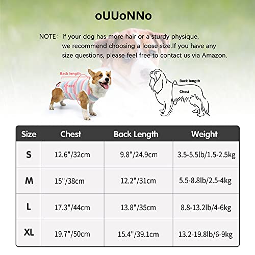 oUUoNNo Traje de recuperación para cachorro, traje de recuperación quirúrgica para heridas abdominales o enfermedades de la piel, mono masculino femenino antilamido, collar y cono sustituto (S, rosa)