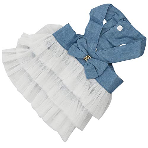 OVBBESS Vestido de Perro de Boda para Ropa de Perro Princesa Falda de Lujo Vestidos de Gato PequeñO Primavera Verano Ropa Divertida para Mascotas XL Azul Blanco