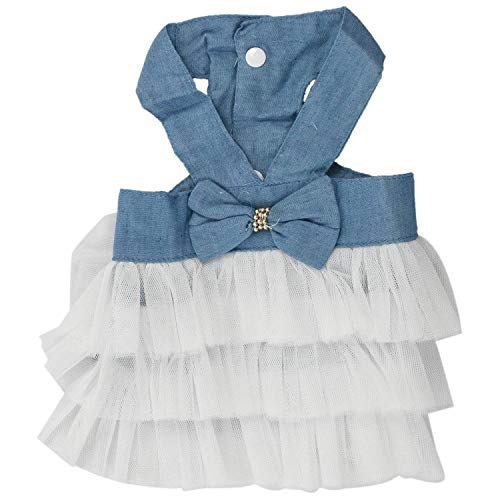 OVBBESS Vestido de Perro de Boda para Ropa de Perro Princesa Falda de Lujo Vestidos de Gato PequeñO Primavera Verano Ropa Divertida para Mascotas XL Azul Blanco