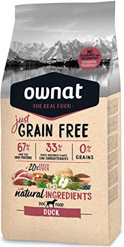 Ownat Pienso para Perros Carne de Pato Sin Granos (3 kg) Perros con Ingredientes Naturales sin Preservantes ni Colorantes, Comida Alta en Proteínas.