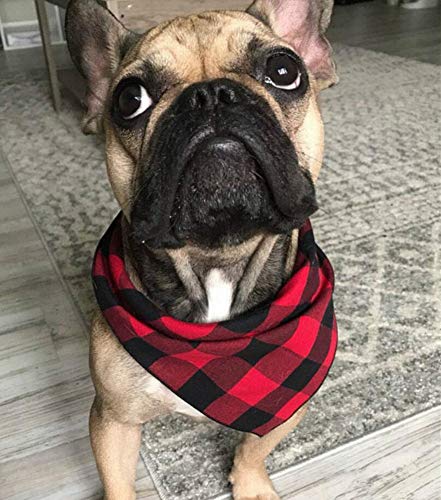 Oyccen 4 Piezas Pañuelo de Algodón a Cuadros Bandanas de Mascotas Triángulo Baberos Bufandas para Pequeño Mediano Grande Perro Gato