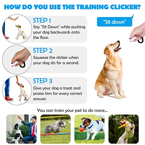 OYEFLY Clicker para Adiestramiento Perro, 2 Piezas, Multicolor para la Muñeca para Perro Gato Caballo Training Clicker de adiestramiento para Perros Clicker con Correa (Rojo y Azul)