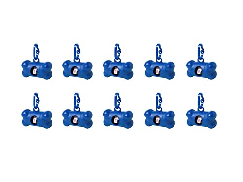 Pack 10 Dispensadores + 150 Bolsas para excrementos perros y mascotas. Colores. Bolsas Caca Perro. Portabolsas Heces (AZUL)