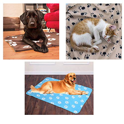 Pack de 3 Mantas para Mascotas: Mantas de Felpa suave Para Perros, Gatos, Conejos y Otras Mascotas -Mantas para Perros - Mantas de Gatos. Tamaño: 80x80cm y 80x110cm (80 x 110 cm, Negro-Beige.Rosa)