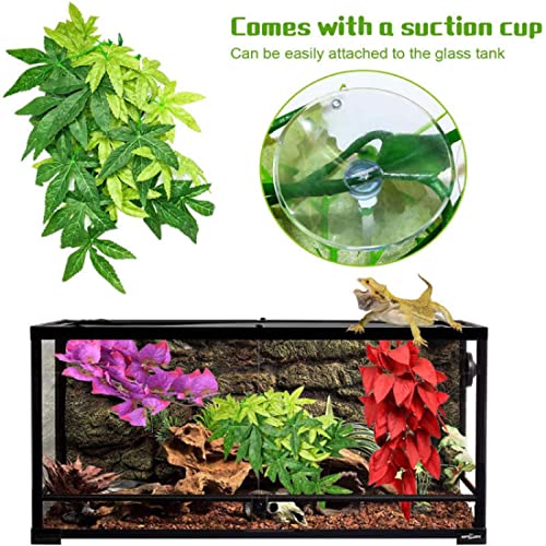 Pack de 3 Plantas para terrarios de Reptiles,Colgantes con Ventosa,Ideales para terrarios de Camaleones, Serpientes, lagartos, Tortugas y Todo Tipo de Reptiles. Juego de 3 Plantas para terrarios.