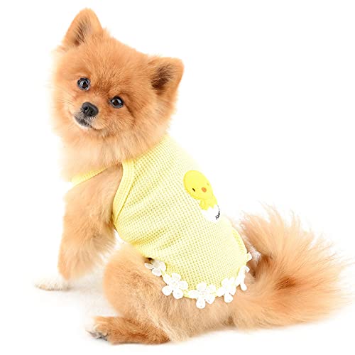 PAIDEFUL Camisas para Perros Pequeños Medianos Gatos Niñas Chaleco de Algodón Suave Tirantes Camisetas sin Mangas de Punto Transpirables Cachorro Chihuahua Ropa de Verano para Mascotas Amarillo S