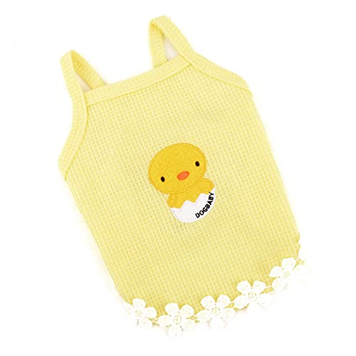 PAIDEFUL Camisas para Perros Pequeños Medianos Gatos Niñas Chaleco de Algodón Suave Tirantes Camisetas sin Mangas de Punto Transpirables Cachorro Chihuahua Ropa de Verano para Mascotas Amarillo S